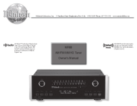 McIntosh MR-88 - Owners manual